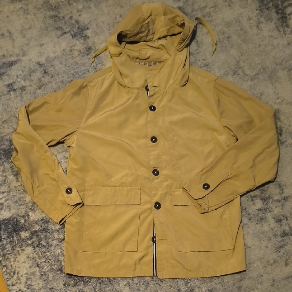 Five Four Men's Beige Hooded Raincoat